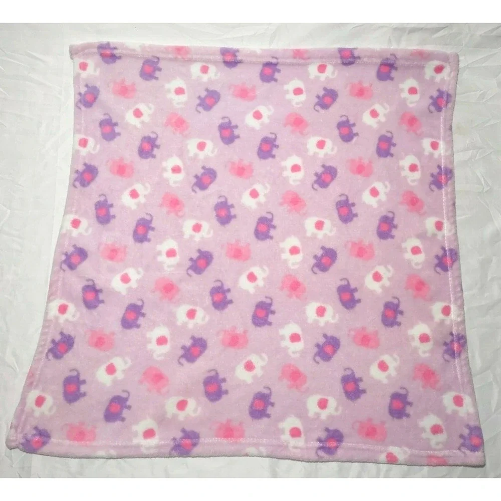 Pink Purple White Elephant Baby Girl Fleece Blanket Lovey RN 123745 ? Soft 28x36
